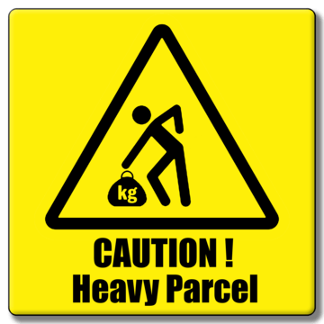 "CAUTION HEAVY PACKAGE" 148x50mm Labels (Roll of 500)